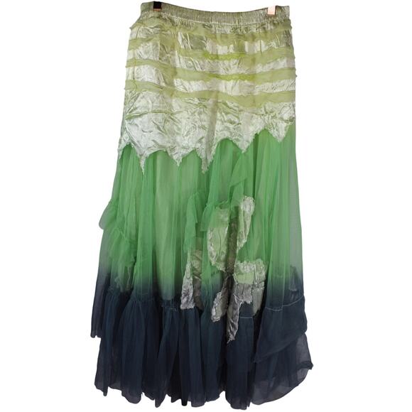 etc Vintage Fairy Skirt Long Yellow Green Blue Ombre Asymmetrical Hippie XL NWT - Picture 1 of 11